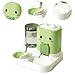 Gravity Cat Feeder 2 in 1 Automatic Pet Feeder Removable Portable Convenient Drinking Cats Feeder Pet Feeding Bowl for Small Animals Puppy, Green