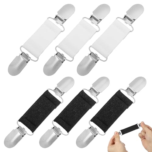 AUTSUPPL Tensores de sábanas Ajustables con Pinzas de aleación y Bandas elásticas, Pack de 6 para Ropa y Fundas, Ideales para colchones y sofás