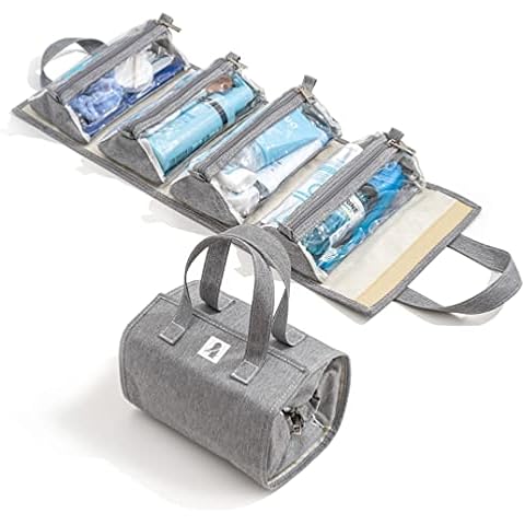 Hanging Roll-Up Makeup Organizer with Removable Bags Cover