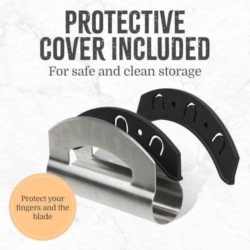 Mindful Design Stainless Steel Mezzaluna Salad & Vegetable Chopper with Protective Cover - Image 5