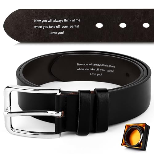 Merclix I Love You Gifts for Him Leather Belts for Men Husband Gifts from Wife Funny Gifts for Boyfriends Birthday Christmas Anniversary Valentines Day Gifts for Men