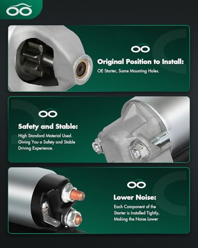 Image of SCITOO Starter Motor 128000-9980 18450N for Kawasaki (UTV) KAF300 Mule 500 /520 /550 286cc KM-21163-2109 ‎0.6kW /12 Volt CW 9-Tooth Pinion