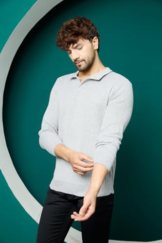 Image of Kvetoo Full Sleeve Winter Wear Woolen Collar Polo Sweater for Men