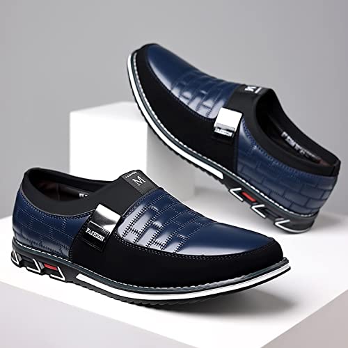Fashion Style Men's Breathable Comfortable Business Slip On Work Leisure Solid Color Leather Mens House Shoes Leather2