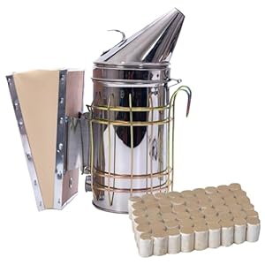 Bee Hive Smoker Kit – Stainless Steel Smoker with Heat Shield & 54 Pellets, Beekeeping Tool Set for Beginner or Professional Beekeeper