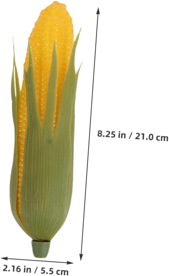 8pcs Realistic Fake Corn Prop Simulation Vegetable Ornament for Kitchen Photography Home Décor Artificial Corn Model with Green Husk