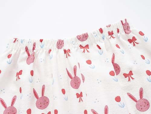 Image of Hupohoi Big Girls Button Down Pajama Set 3pcs Short Sleeve Long Pants with Shorts Crepe Wrinkled Fabric Sleepwear Nighty