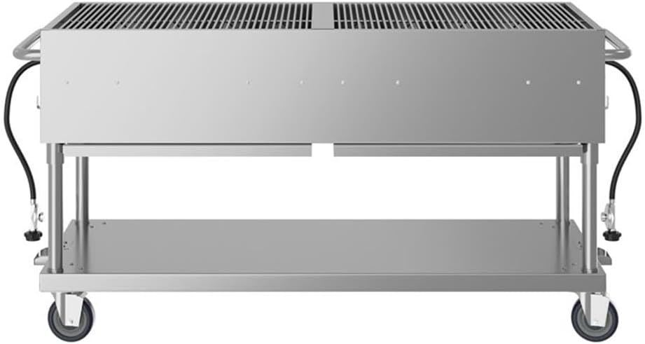 Pemberly Row 60-Inch Commercial Mobile Outdoor Gas Grill, Stainless Steel, 8 Burners, 16,000 BTU, 1377 Sq. In Cooking Space, Propane-Fueled Grill for Large-Scale Outdoor Meals
