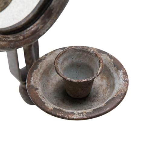 Portavelas de metal antiguo SOFFEE DESIGN que duplica la iluminación con su espejo ovalado 8