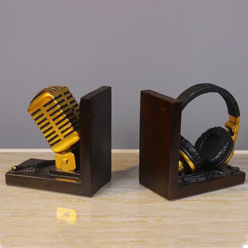Serre-livres microphone rétro en résine idée cadeau mélomane