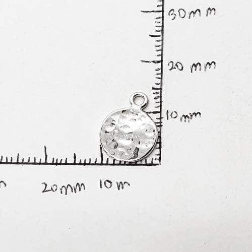 Sterling Silver Tiny Hammered Disc Charm Earrings. - Image 4