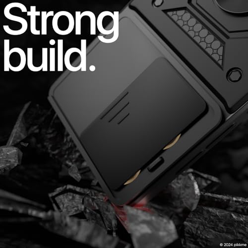 Image of Pikkme D10 Tough Armor Bumper Case | 360 Protection Case | Sliding Camera Shield Cover & Ring Holder Stand Back Cover for Motorola Moto Edge 60 Neo 5G / Edge 50 Neo 5G (Black)