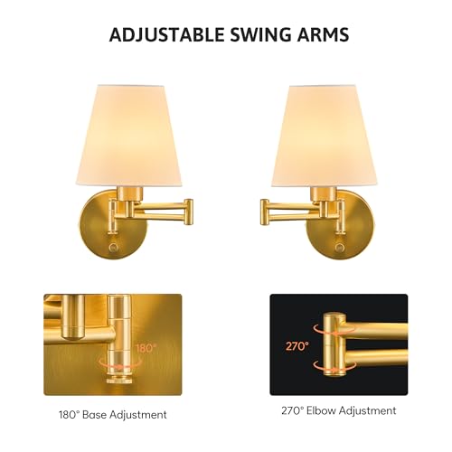 Modern Swing Arm Wall Lamp with Adjustable Lighting for Bedside or Hallway