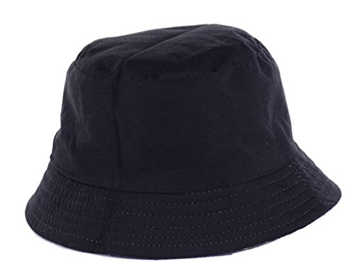 Byos Fashion Cotton Unisex Summer Printed Bucket Sun Hat Cap, Various Patterns Available (Vintage Flower Black) #TOP2