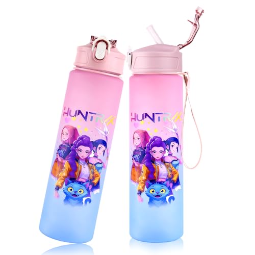 Sinmaklin Straw Water Bottle Leakproof Drinking Bottle for Kids 700ml/24oz Portable for School Outdoor Travel