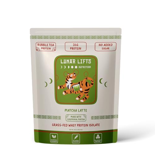 Lunar Lifts Nutrition Matcha Latte - Boba Tea Protein Powder | 26g Whey Protein Isolate Matcha Powder | Ceremonial-Grade Matcha Bubble Tea Protein Powder | No Added Sugar & Artificial Ingredients
