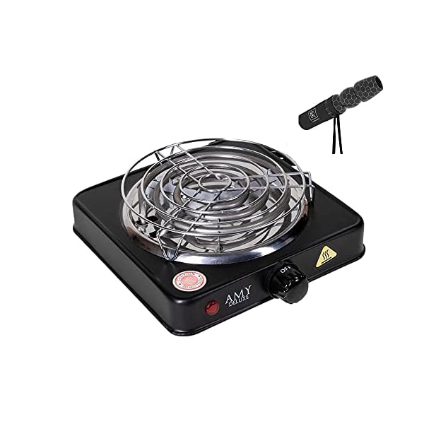 Amy Deluxe Premium Shisha Kohleanzünder set für Shisha Kohle groß mit 1000 W Leistungen. (+ Shisha Mundstück Hygiene)