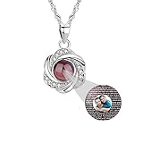 a266XDKSJK Customized Photo Necklace I Love You Necklace 100 Languages Custom Your Lover's Name in The Sterling Silver Projection Necklace (Silver Full Color 22)
