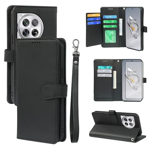 Accessoires OnePlus 12 5G étui portefeuille cuir Asuwish et verre trempé