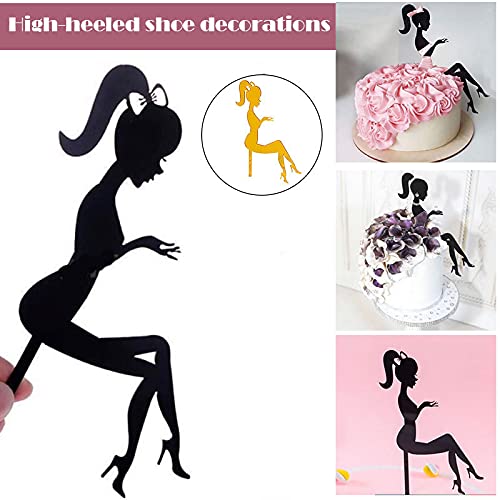 Décoration De Gâteau D'anniversaire à Paillettes Pour 60e Anniversaire Fille Assise à Talons Hauts Pour Fille - Maquillage Sur Le Thème Du Spa