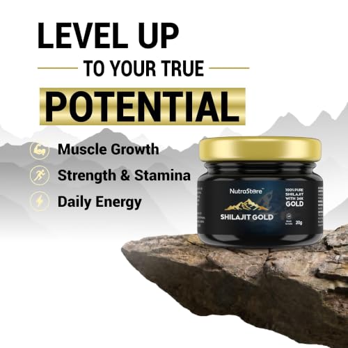 Image of NutraStore Shilajit Gold Resin 20 gm | Shilajit for men | Pure Himalayan Shilajit with 24K Gold for Energy, Strength, Stamina & Vitality | 85+ Minerals with Fulvic Acid | daily health supplement | Pack of 2