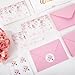 Whaline 50 Pack Pink Flower Thank You Cards Floral Thank You Greeting Note Cards Boxed with Envelope Sticker for Wedding Bridal Shower Birthday Baby Shower