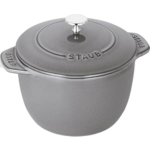 staub La Cocotte de GOHAN 40501-154 La Cocotte de Gohan Gray L 7.9 inches (20 cm) Rice Pot, 3 Pieces, Cast Iron Pot, Induction Compatible, Japanese Authentic Product with Serial Number