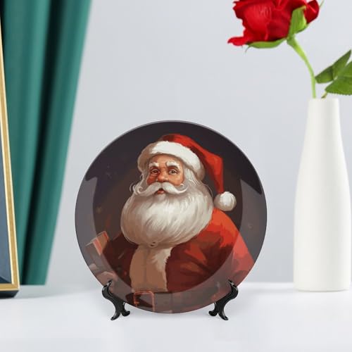 Plato decorativo Santa Claus de cerámica 7 pulgadas miniatura 6