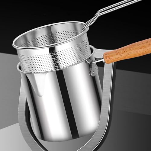 Olla Para Freidora Con Cesta De Acero Inoxidable, Freidora Doméstica Con Filtro De – Ahorrador De Grasa Y Recipiente Para Tocino – Ideal Cocina Diaria, Camping, Reuniones Familiares - imagen 3
