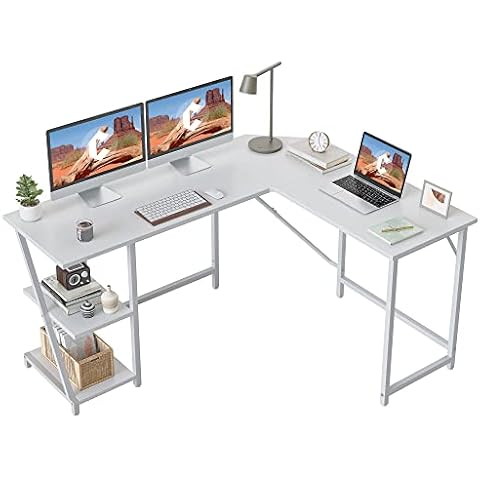 CubiCubi Escritorio de Esquina Gaming Gamer con 2 Estantes de Almacenamiento Cover