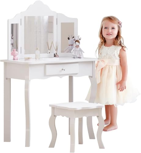 AxisFurn Tocador infantil con espejo y taburete