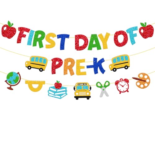First Day of Pre-K Banner Welcome to Preschool Party Decorations