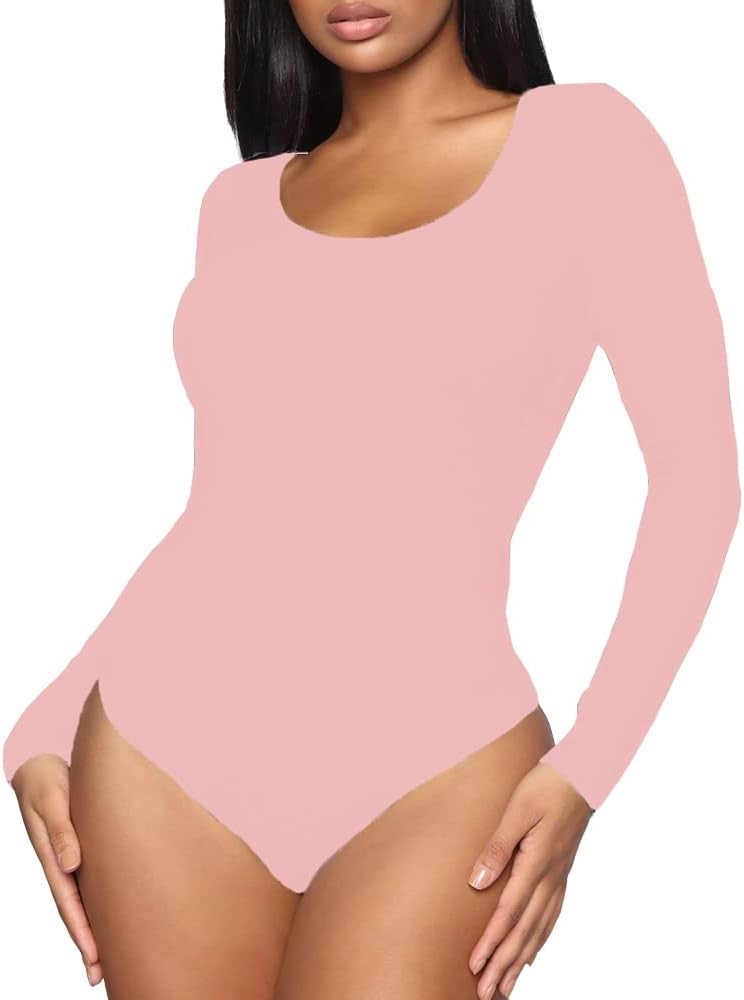 LINMON Women's Scoop Neck Long Sleeve Basic T Shirts Leotard Bodysuits - Image 5