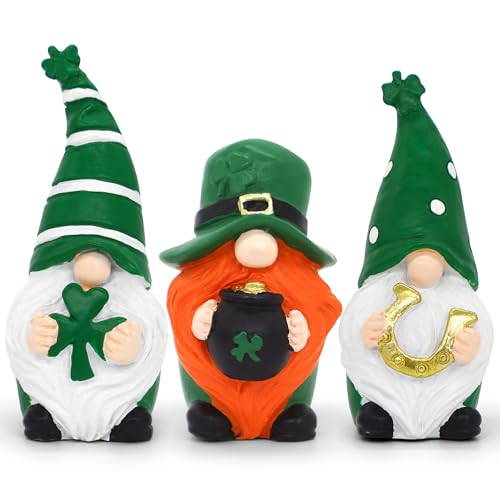St Patricks Day Decorations St Patricks Day Gnomes 3pcs Mini Size Green Irish Leprechaun Figurine for St Patricks Day Decorations Indoor St. Patricks Day Gifts