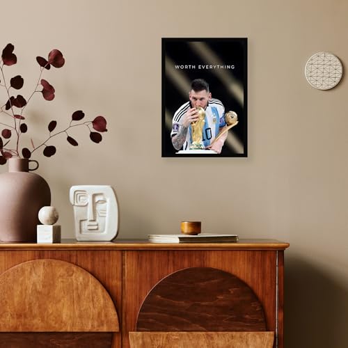 Image of CodersParadise Motivational Messy Football Champion Poster Frame | Premium A4 Motivational Wall Art for Bedroom, Office & Gaming Setup | Inspiring Soccer Victory Decor for Fans, Players & Achievers