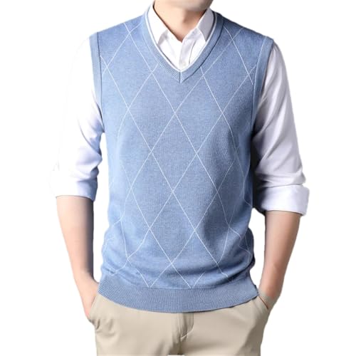Men V-Neck Knit Sweater Vest Solid Sleeveless Preppy Style Casual Warm Waistcoats