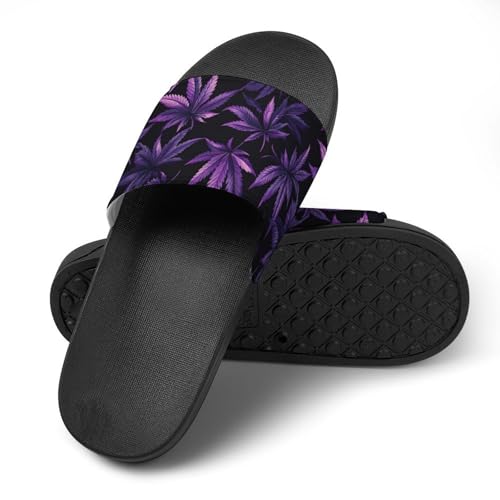 Purple Maple Leaf Weed Home Slippers PVC Shower Shoes Non-Slip House Slippers for Women Men4
