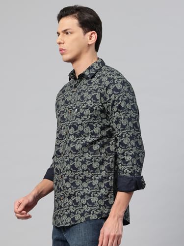 Image of Majestic Man Men's Stylish Floral Print Slim Fit Casual Shirt - Pure Cotton| Full Sleeve | Trendy & Comfortable