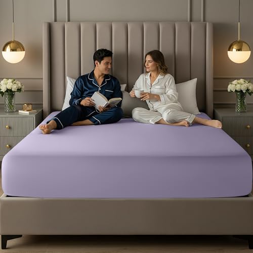 Image of Utopia Bedding Extra Deep Pocket Queen Fitted Sheet, Fits up to 21 Inch Mattress - Hotel Luxury, Soft, Breathable and Comfy - Shrinkage and Fade Resistant - Easy Care (Lavender)
