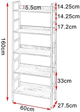 EUGAD Shelving Unit, Heavy Duty Standing Storage Shelf, Bookcase Garage Shelves Wooden Shelves with Metal Shed Construction for Bedroom,Living,Home Office,Bathroom,Black Marble