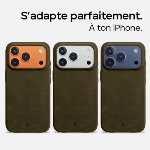 Housse cuir iPhone 17 Pro Max vert olive vintage au charme authentique - 3