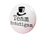 Tolle Deko für den JGA! Team Bräutigam Button - Anstecker Zylinder Hut Mann edel JGA Junggesellenabschied 3,8 cm