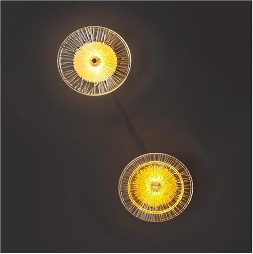 Aplique de Pared LED Moderno, lámpara de Pared Redonda, luz de Pared LED de Vidrio Dorado, lámpara de Pared combinada para Sala de Estar, Comedor, Dormitorio, lámpara de araña (2 l