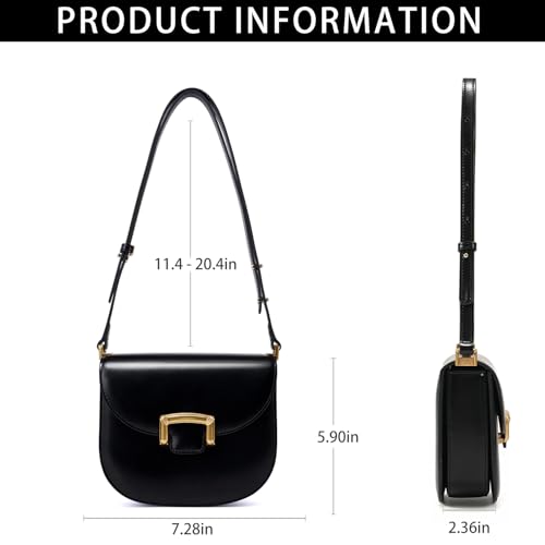 LAFESTIN Small Split Leather Crossbody Purses For Women with Adjustable Strap Shoulder Handbags with Credit Card Slot - Black3