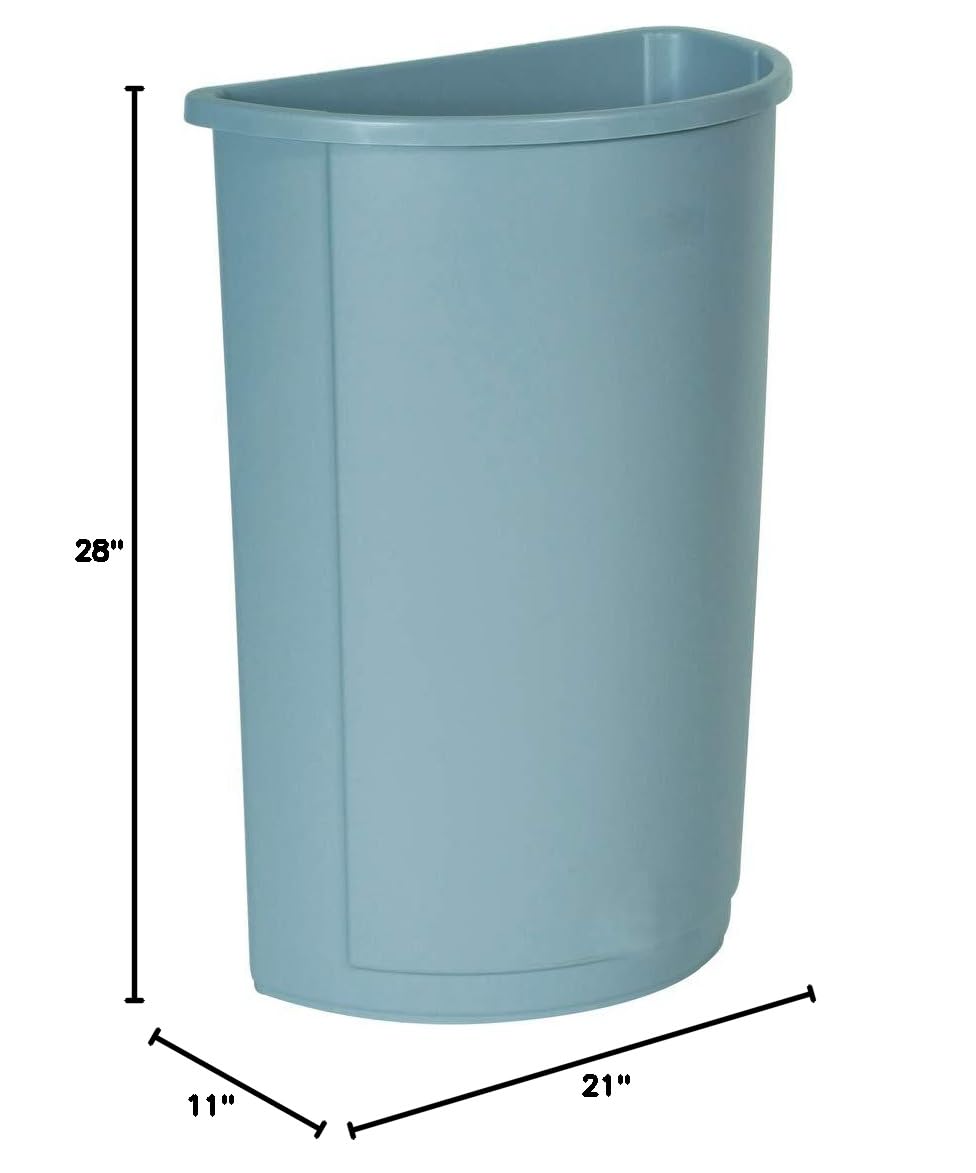 Rubbermaid Commercial Products Untouchable 21 Gal Half Round Gray for Offices/Mailrooms/Classrooms/Areas of High Waste Generation
