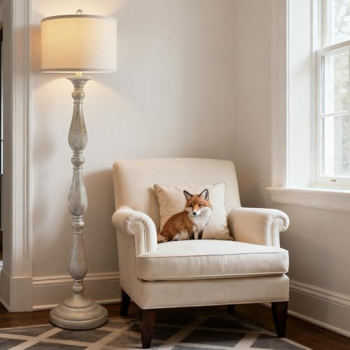PARTPHONER Vintage Floor Lamp for Living Room, Rustic Farmhouse Standing