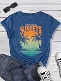 Hawaiian Beach Shirts for Women Graphic Tshirt for Women Casual Tropical Y2k Fall Shirts for Women Navy Blue XL