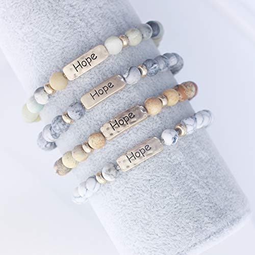 NTLX Christian Bracelets for Women – Hope Bracelet – Natural Stone Stretch Prayer Bracelet – Inspirational Message Jewelry - Great Gift4