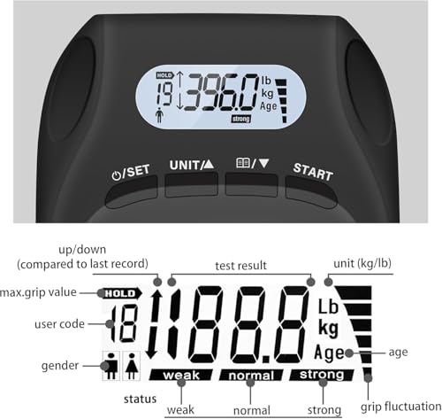 Dinamómetro digital de mano con gran rango de resistencia de 180 kg y sensor preciso 4