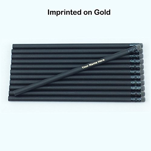 Lápices personalizados negros mate con borrador negro x12 miniatura 2